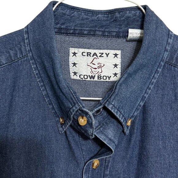 Crazy Cowboys Mens Jean Long Sleeve‎ Western Shirt - Size XL - Picture 5 of 8
